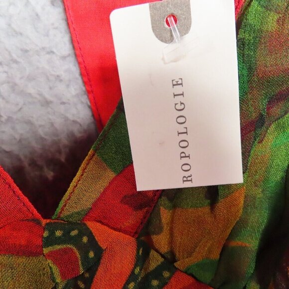 Farm Rio x Anthropologie Top XXS V Neck Open Back Boho Tassels Floral Blouse NEW - Picture 11 of 14